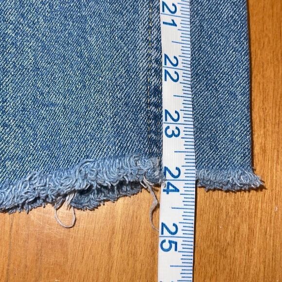 H&M Womens High Rise Frayed Hem Patchwork Loose Straight Denim Jeans Blue Size 4 - Picture 10 of 12